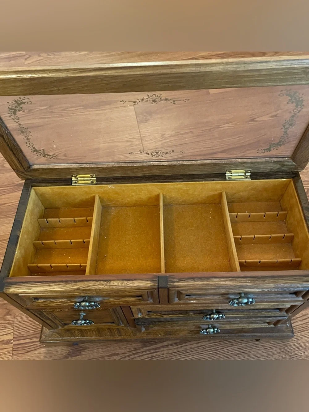 Vintage Wooden Dresser Style Jewelry Box Lift Top Japan 14x6x9